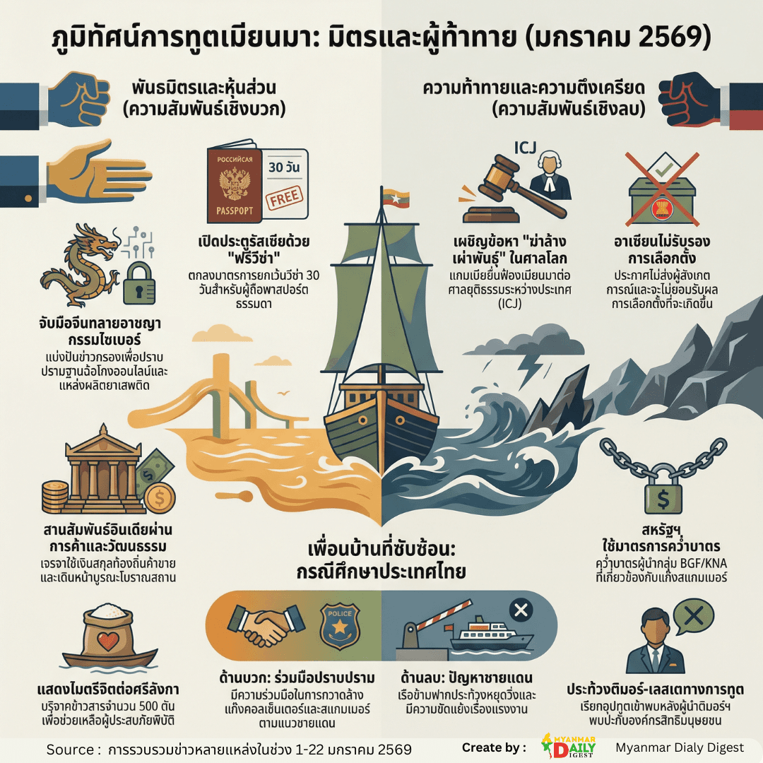 MMDD Infographic: ภูมิทัศน์กฎหมายเมียนมา ม.ค. 2569